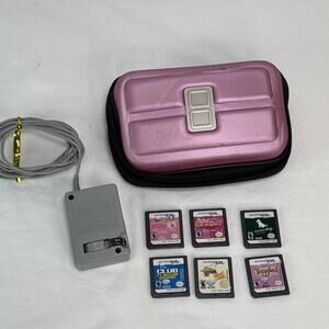 Nintendo DS Carrying Case Pink Nintendogs Lab & Friends Charger Lot 6 Games